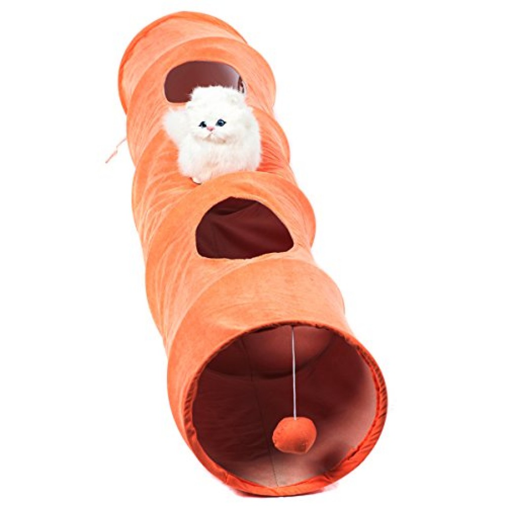 Favorite Lightweight Collapsible Cat Fun Tunnel Toy with Dangling Ball
